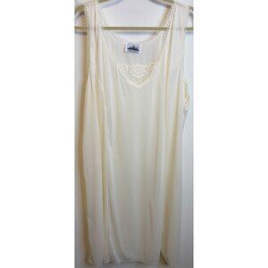 Vintage METROPOLITIAN Sleeveless Lace Trim Ivory White Maxi Long Nightgown XXL